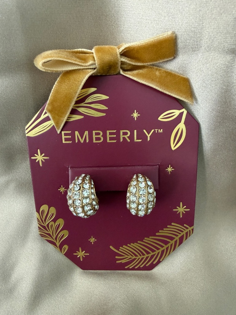 Gold-tone Crystal Pave Earrings, NWT